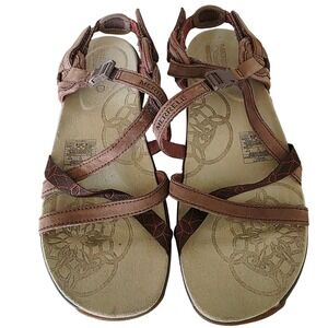 Merrell Dark‎ Earth Leather Strappy Sandals Womens Size 6 Performance Footwear